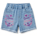 Girls Embroidered Denim Shorts