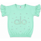 Girls Mint Green Pearl Embellished T-Shirt
