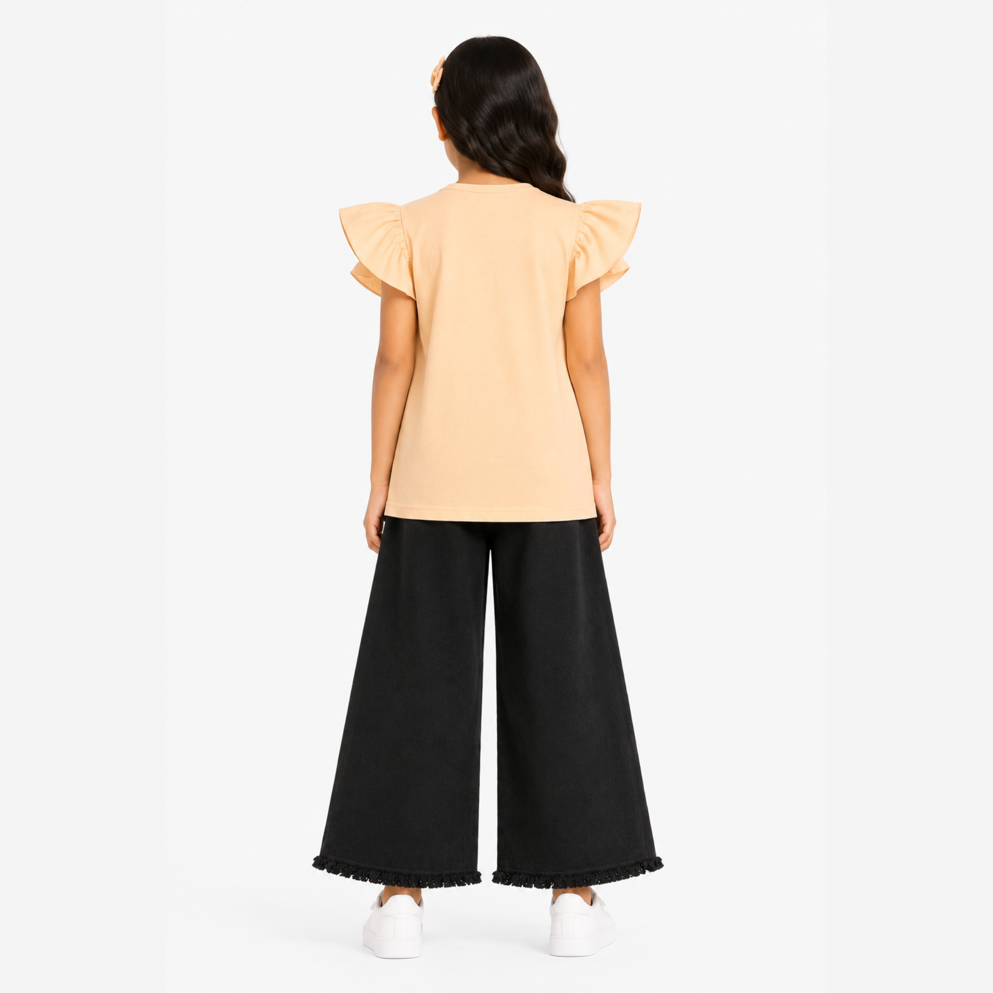 Girls Butterfly T-Shirt & Black Denim Jeans Set