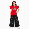 Girls Butterfly T-Shirt & Black Denim Jeans Set