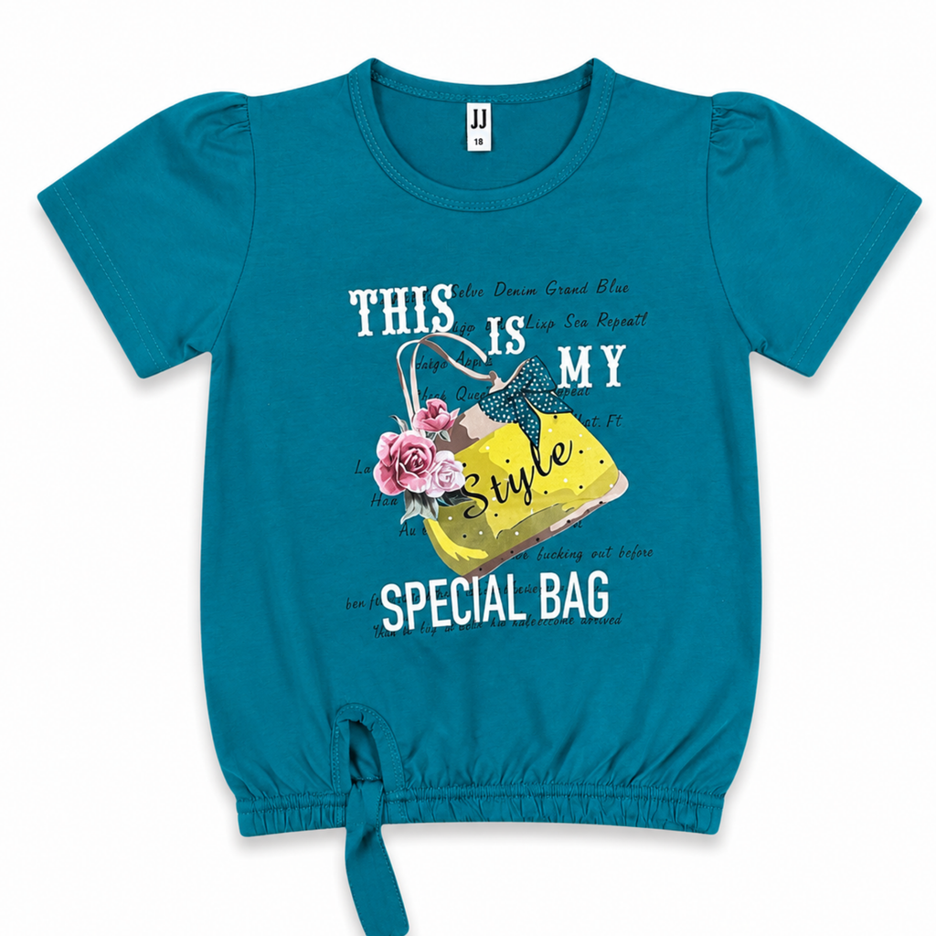 Girls Teal Graphic T-Shirt