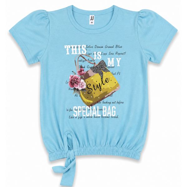 Girls Teal Graphic T-Shirt