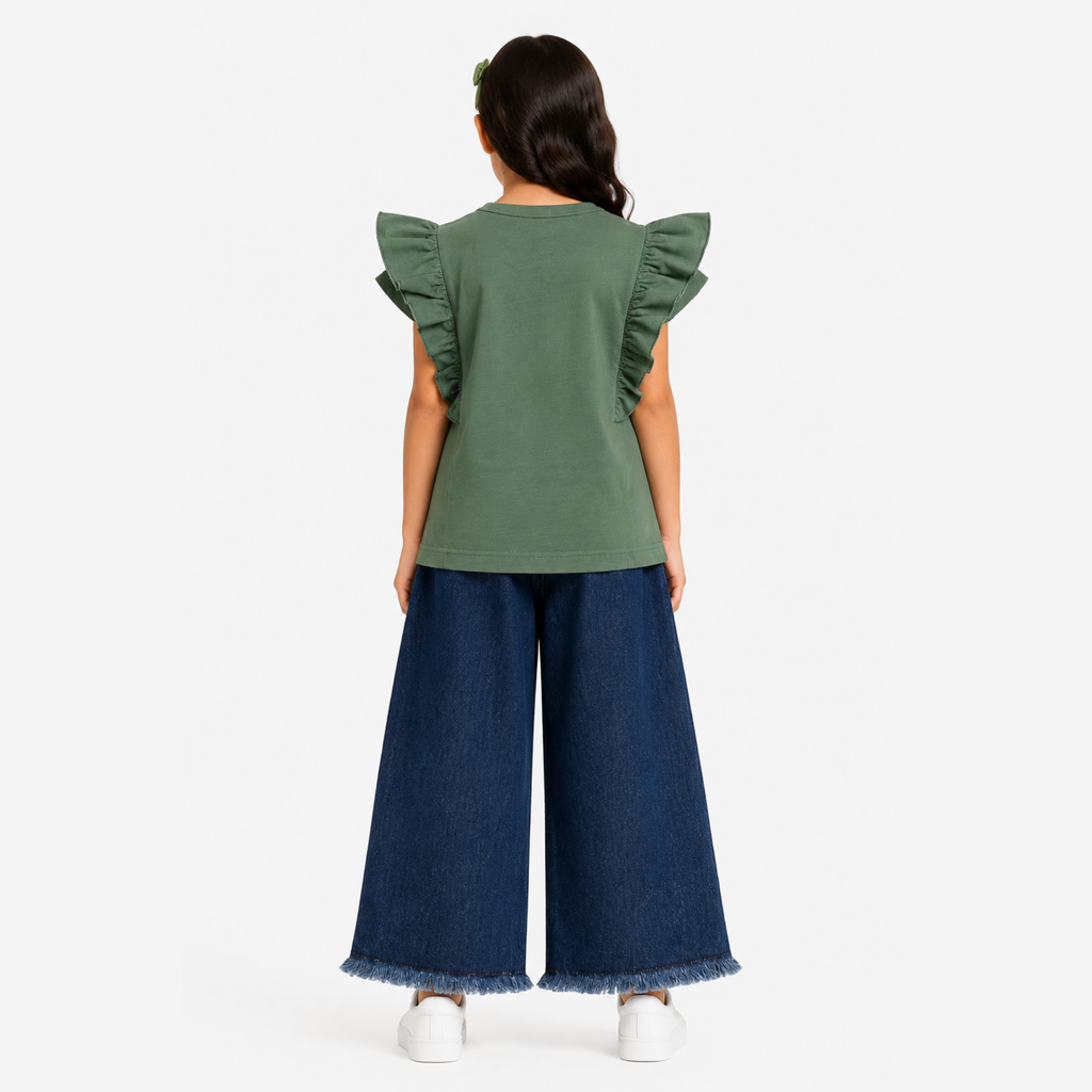 Girls T-Shirt & Blue Denim Jeans Set