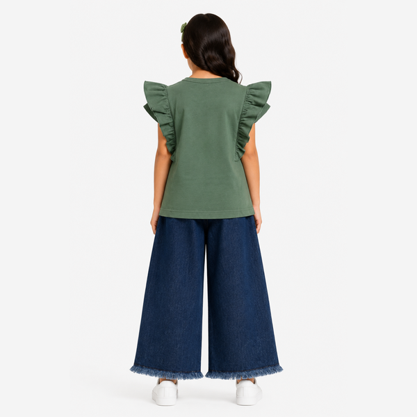 Girls T-Shirt & Blue Denim Jeans Set