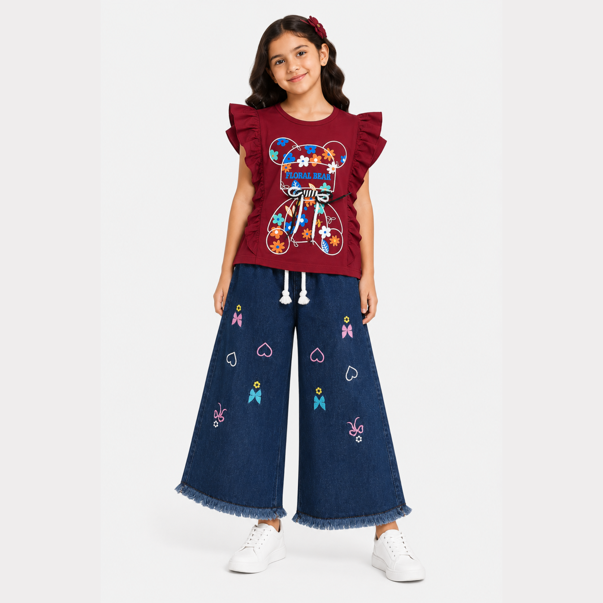 Girls T-Shirt & Blue Denim Jeans Set