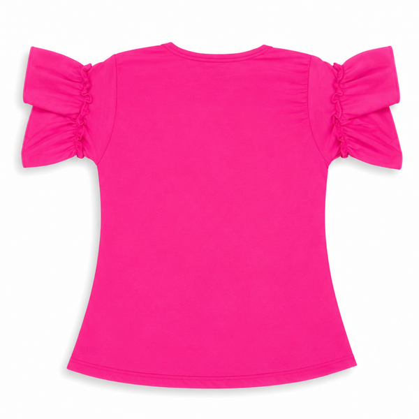 Girls Pink Bow Pearl T-Shirt