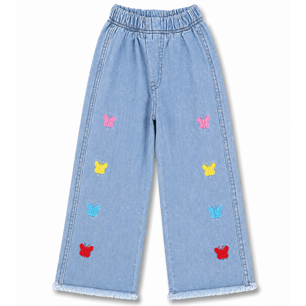 Butterfly Wide Leg Flapper Jeans for Girls