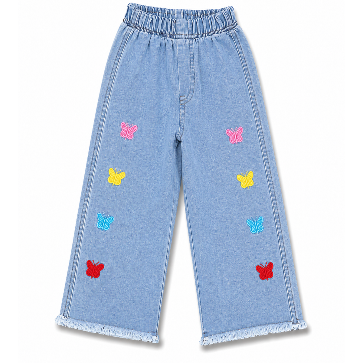 Butterfly Wide Leg Flapper Jeans for Girls