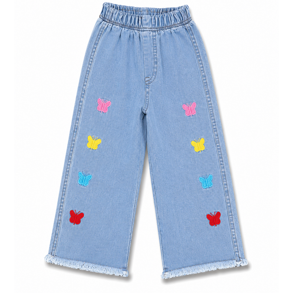 Butterfly Wide Leg Flapper Jeans for Girls