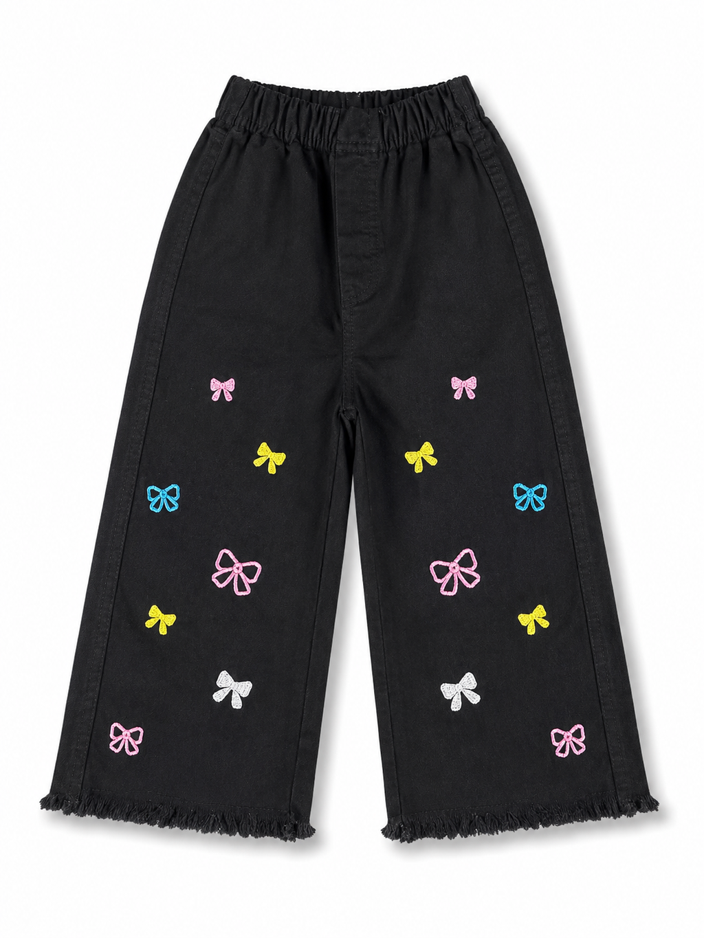 Girls Black Embroidered Denim Jeans
