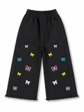 Girls Black Embroidered Denim Jeans
