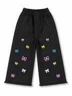 Girls Black Embroidered Denim Jeans