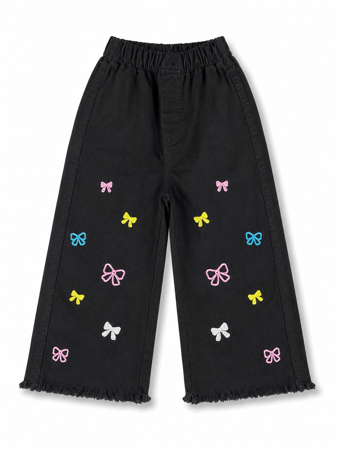 Girls Black Embroidered Denim Jeans