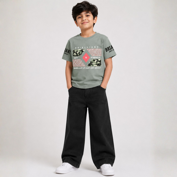 Boys T-Shirt & Black Denim Jeans Set
