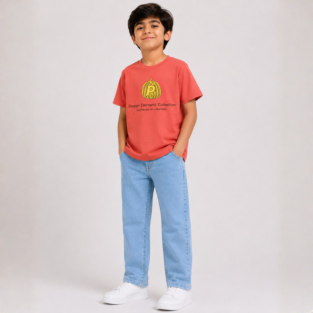 Boys Graphic T-Shirt & Light Blue Denim Jeans Set