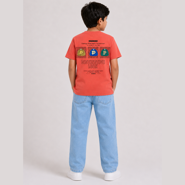 Boys Graphic T-Shirt & Light Blue Denim Jeans Set