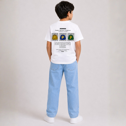 Boys Graphic T-Shirt & Light Blue Denim Jeans Set