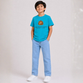 Boys Turquoise Graphic T-Shirt & Light Blue Denim Jeans Set