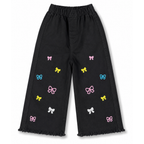 Girls Black Embroidered Denim Jeans