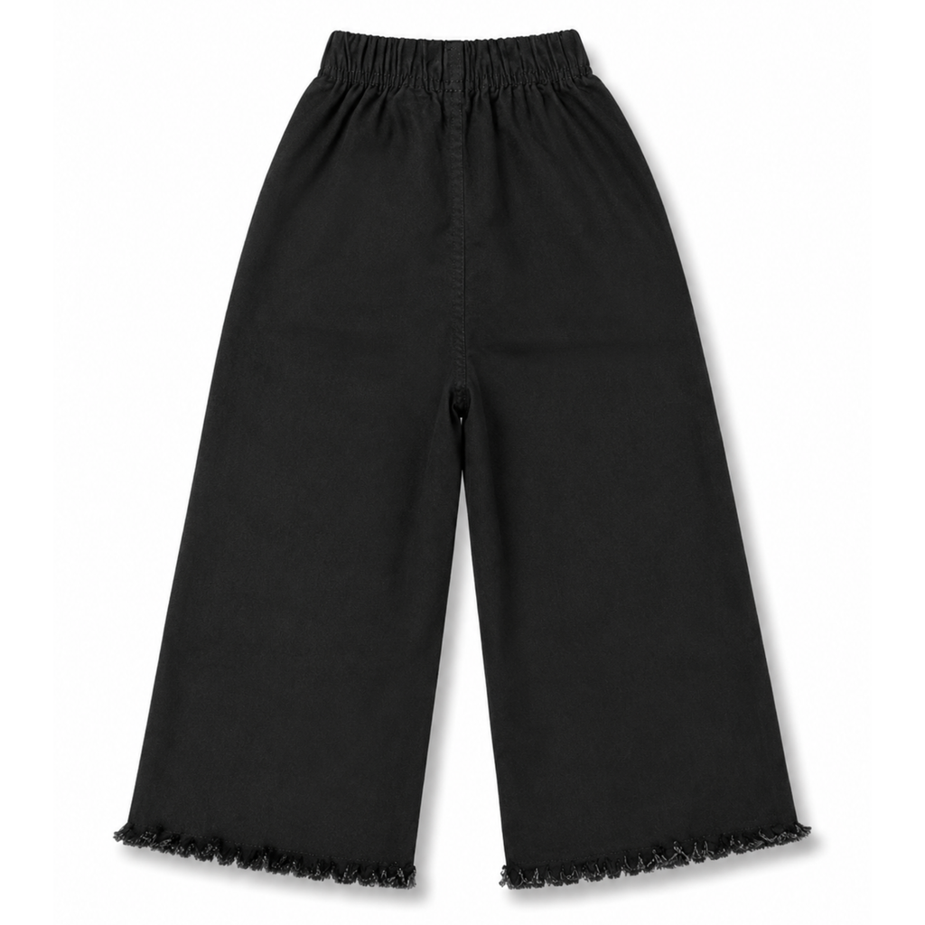 Girls Black Embroidered Denim Jeans