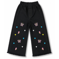 Girls Black Embroidered Denim Jeans