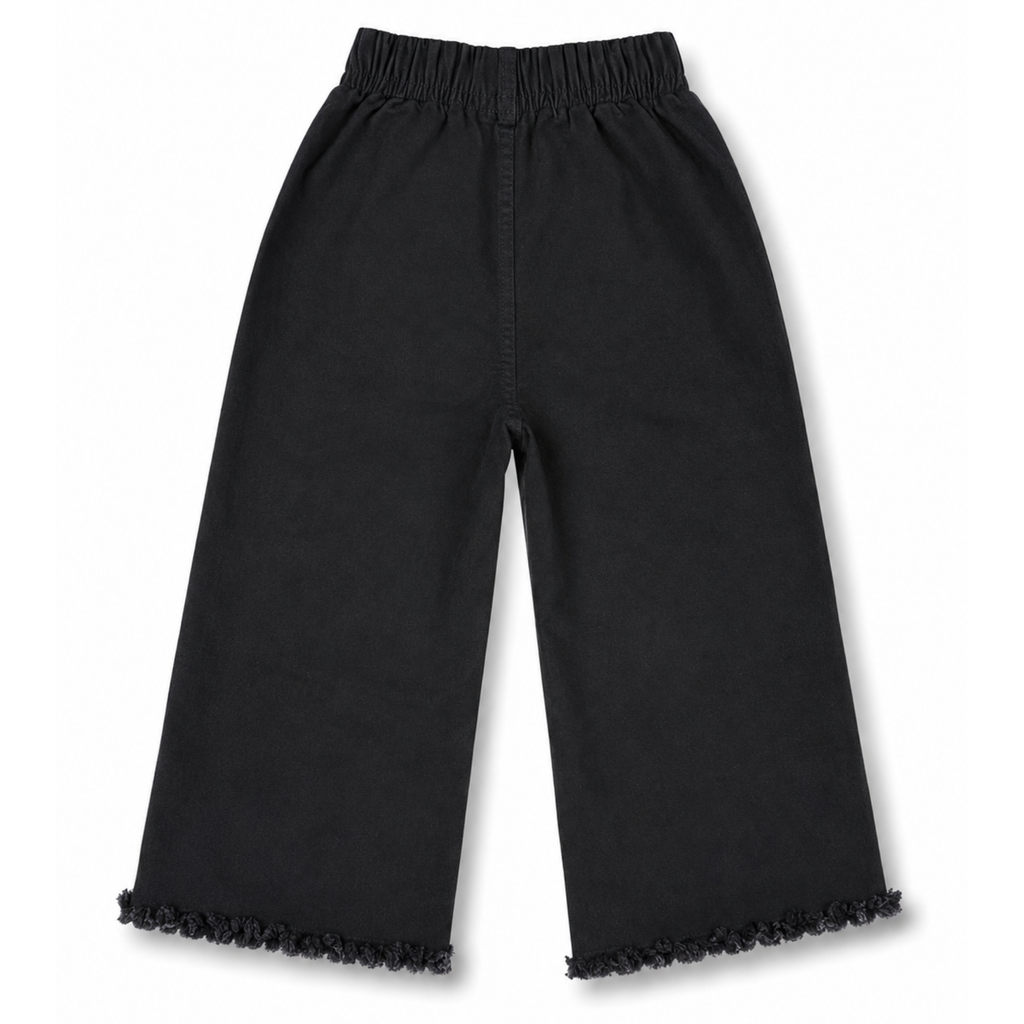 Girls Black Embroidered Denim Jeans