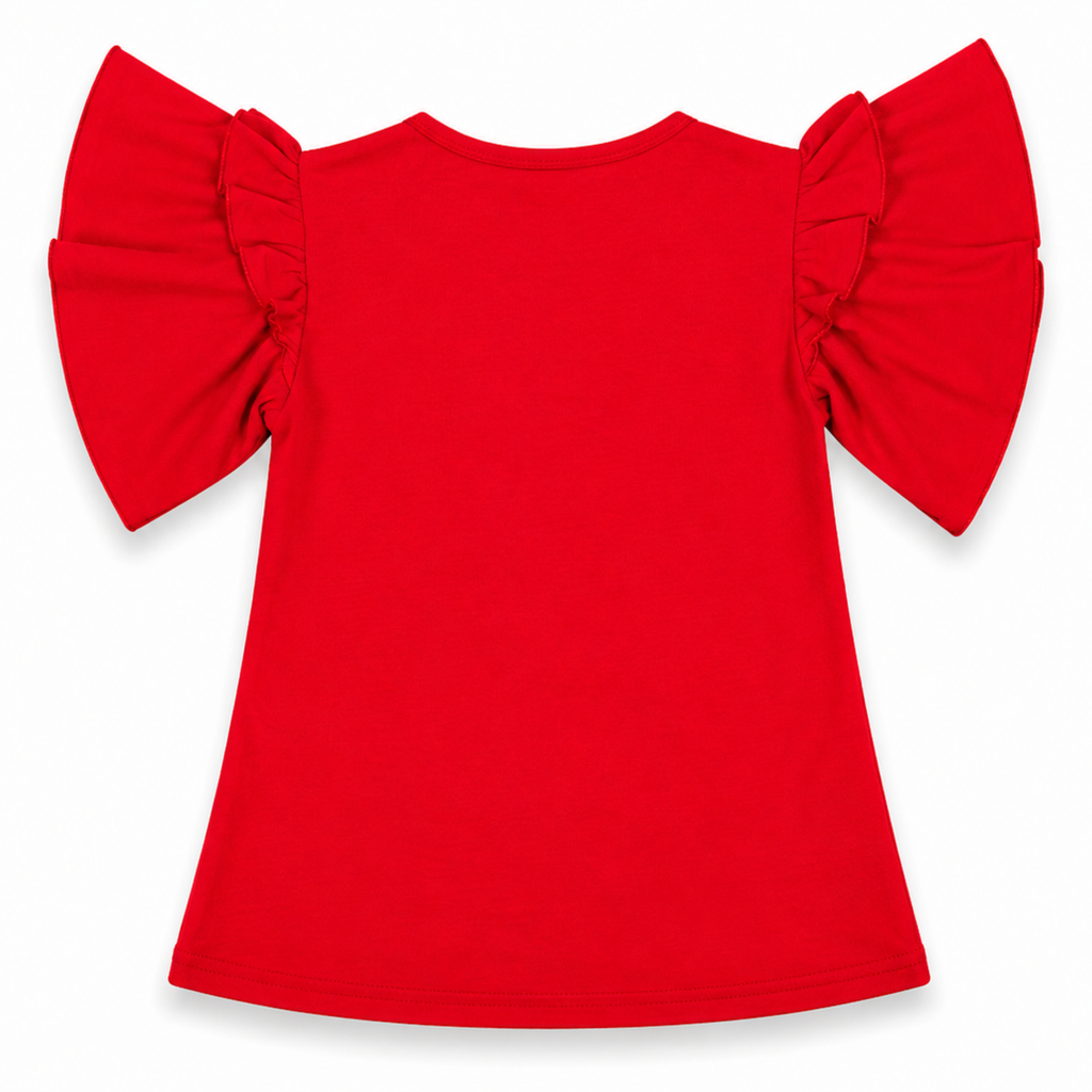 Girls Red Butterfly Graphic T-Shirt