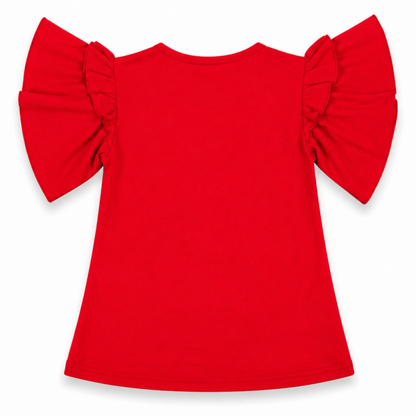 Girls Red Butterfly Graphic T-Shirt