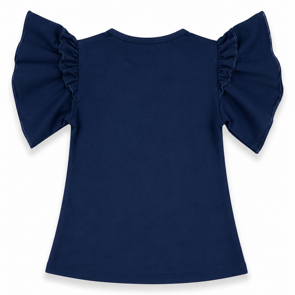 Girls Navy Butterfly Graphic T-Shirt