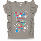Girls Floral Bear Graphic T-Shirt