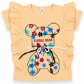 Girls Floral Bear Graphic T-Shirt