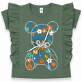 Girls Floral Bear Graphic T-Shirt
