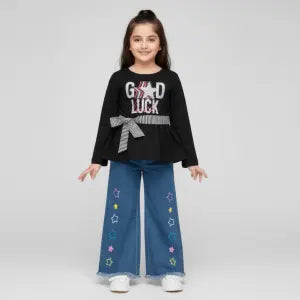 High-Waist Wide Leg Denim Jeans for kids/Women - Trendy Flapper Style Ladies' Pants | Casual & Stylish Jeans for Girls | Perfect Fit, Comfortable & Durable | Latest Fashionable kids Denim Wear - Ideal for Everyday or Party Looks