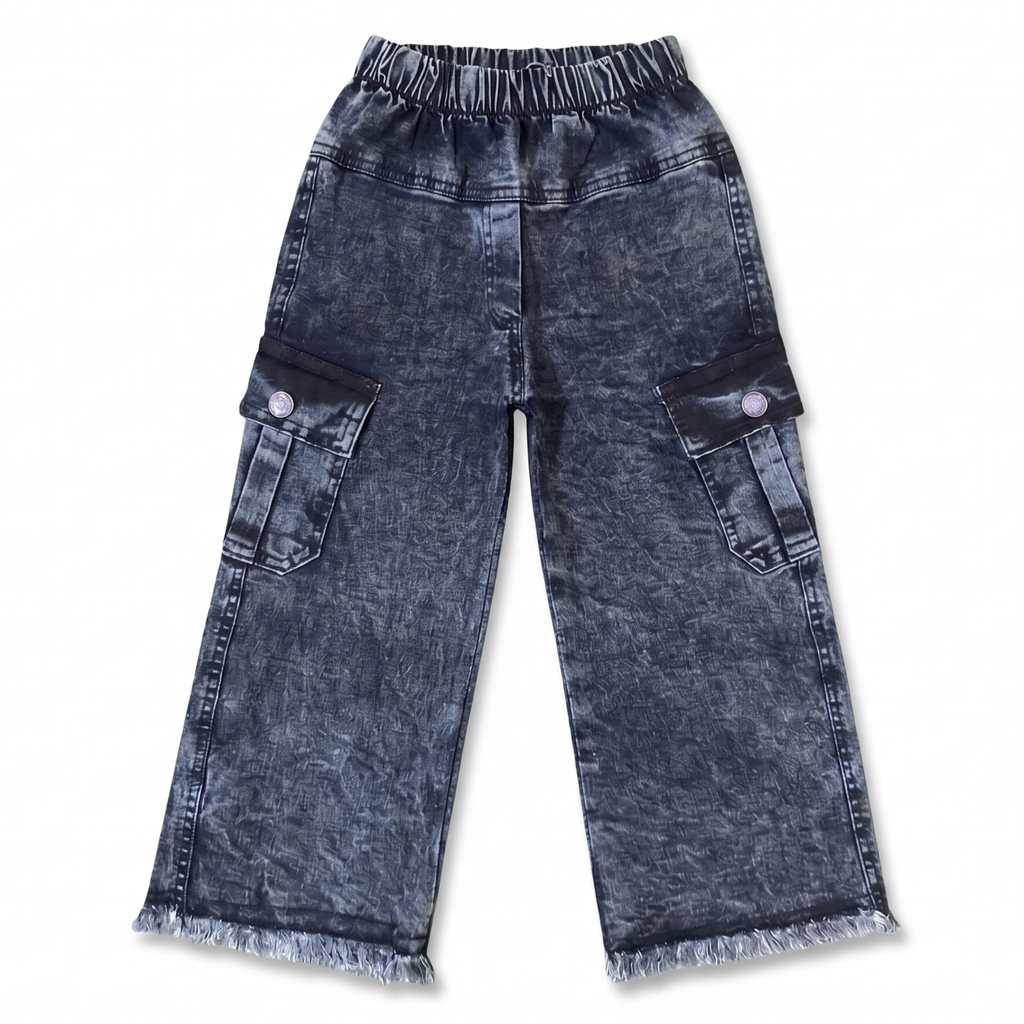 Girls Denim Cargo Pants