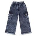 Girls Denim Cargo Pants