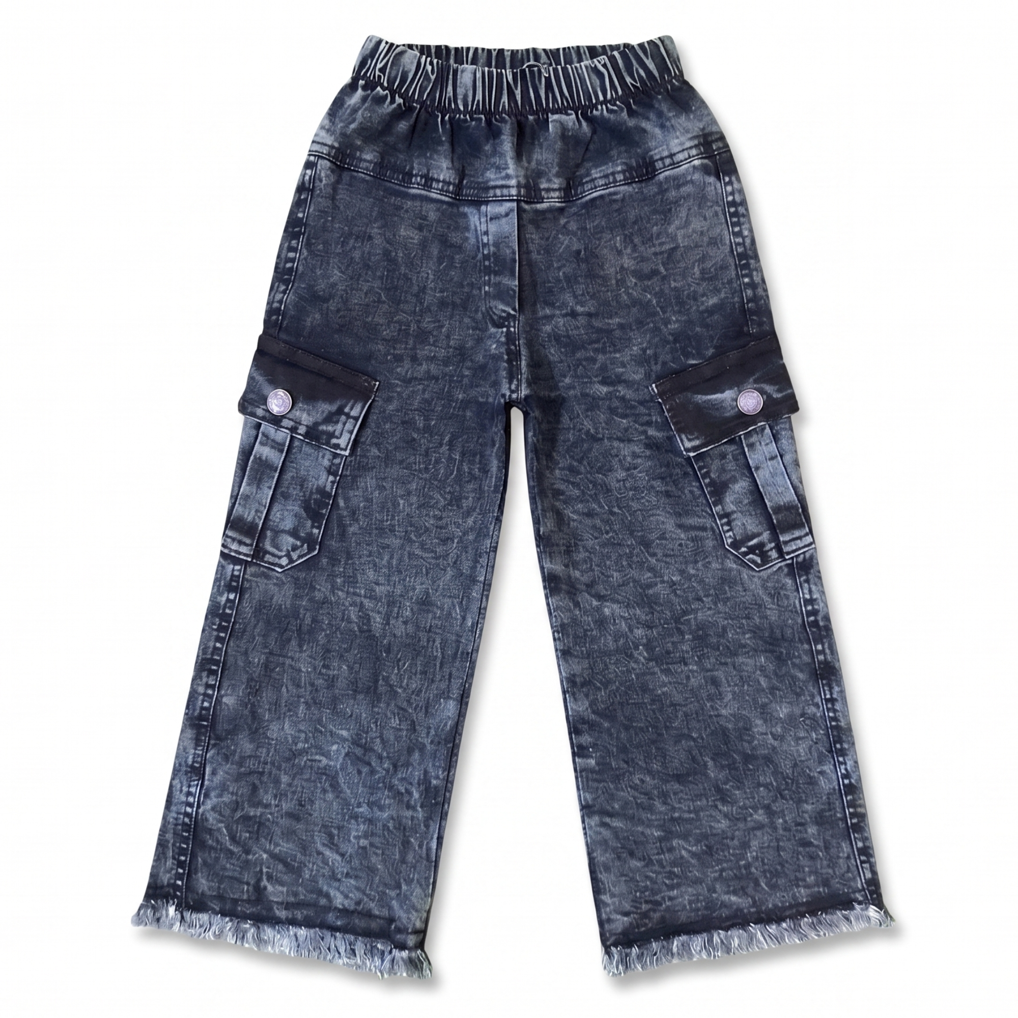Girls Denim Cargo Pants