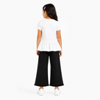 Girls T-Shirt & Black Embroidered Denim Jeans Set