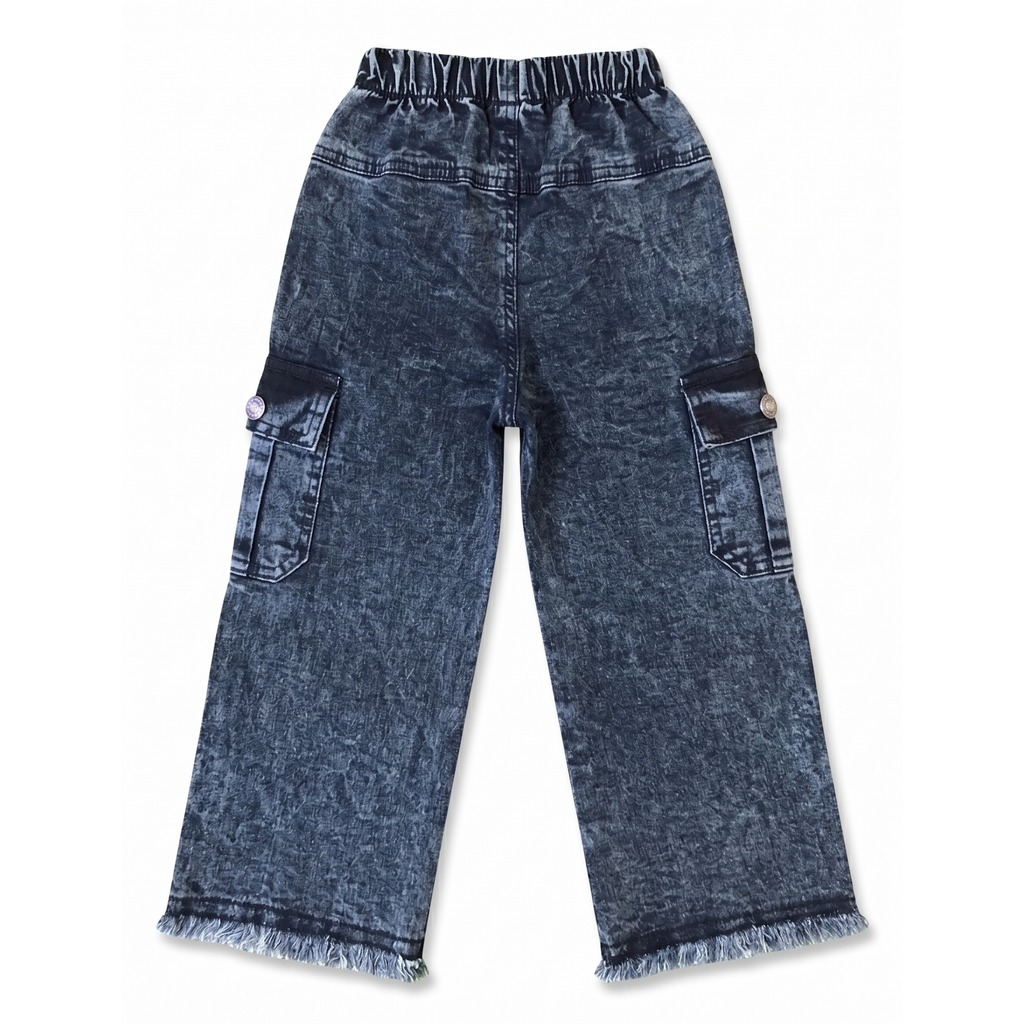 Girls Denim Cargo Pants