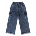 Girls Denim Cargo Pants