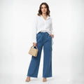Girls Denim Cargo Jeans with Side Pockets | Genuine Stretch Denim | Ages 10–22 | Stylish & Comfortable Trendy Baggy Jeans for Girls | Soft Denim |Women High Waist Baggy Jeans – Wide Leg Loose Fit Korean Denim Pants for Girls | Trending Ladies Jeans
