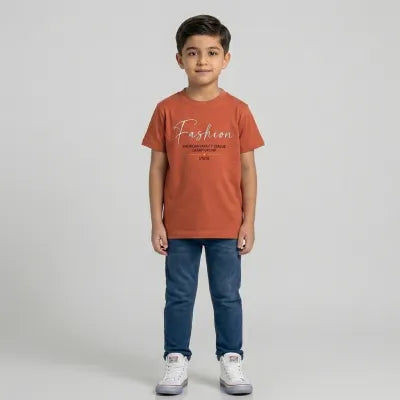 Boys Fashion T Shirt With Denim Jeans Pant Set For Kids 2 To 9 Years Summer Soft Dress Imported China Quality Casual Outfit Front Back Print Boys Clothing